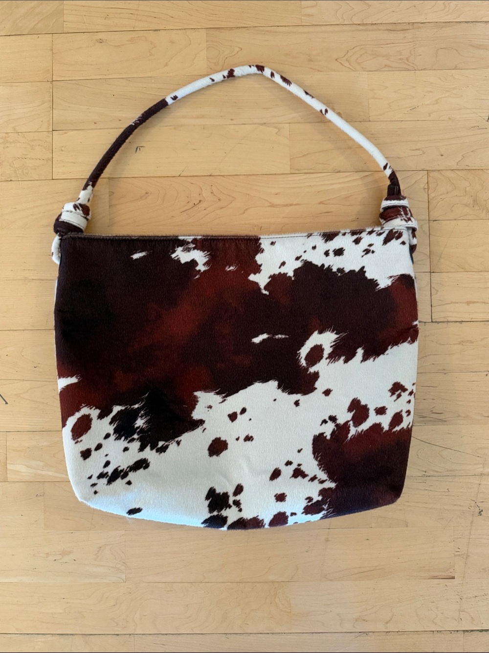 NEW 8 Other Reasons Cowhide-Print Shoulder Bag in Brown and White